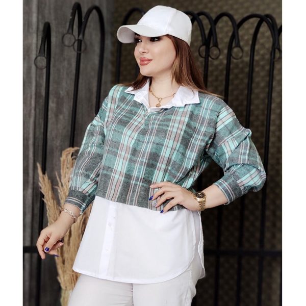 شومیز دو تیکه موهر چهارخونه - مانتو پاتریس رشت