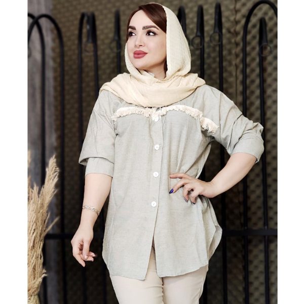 مانتو لینن نوار ریش ریش