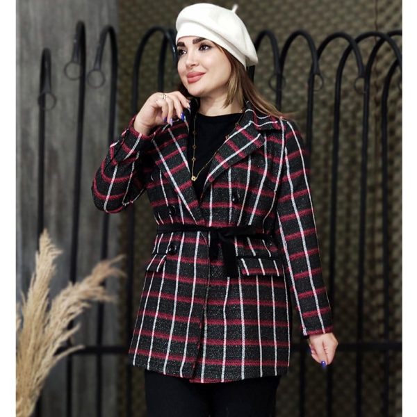 پالتو شانل چهارخونه 413001 - Image 3