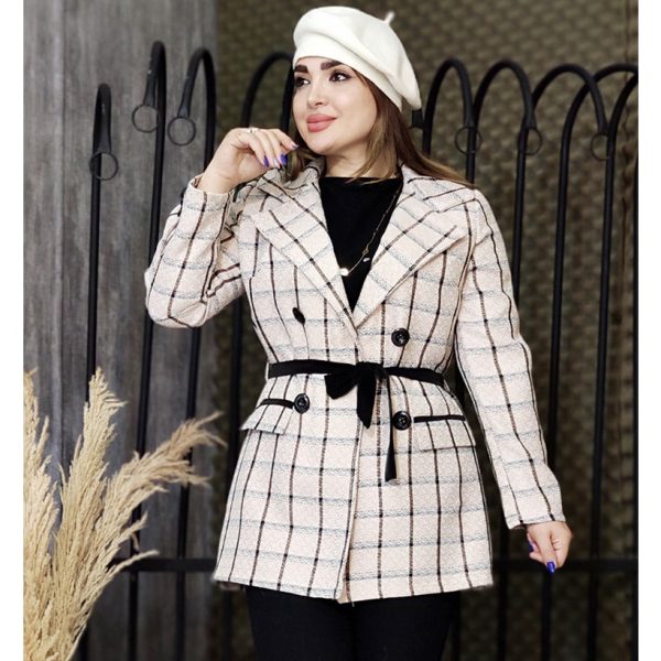 پالتو شانل چهارخونه 413001 - Image 4