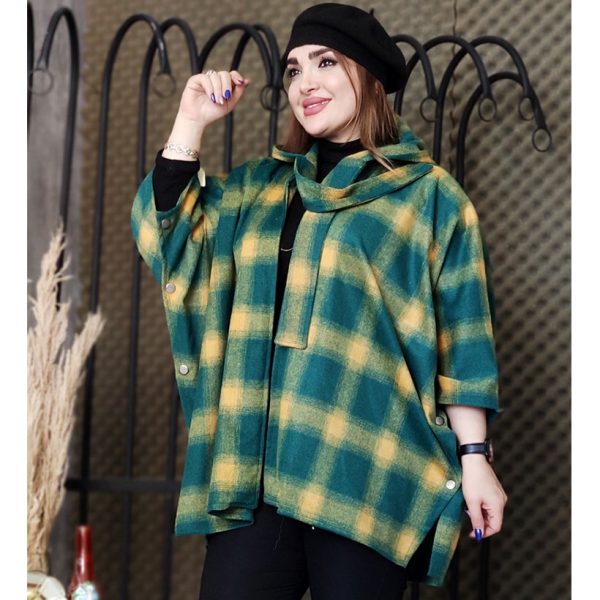 پالتو پانچ چهارخونه - مانتو پاتریس رشت