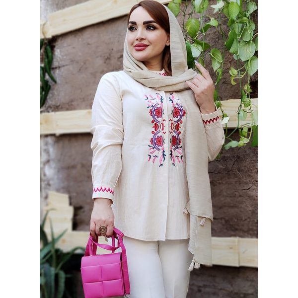 مانتو پیراهنی لینن گلدوزی - مانتو پاتریس رشت