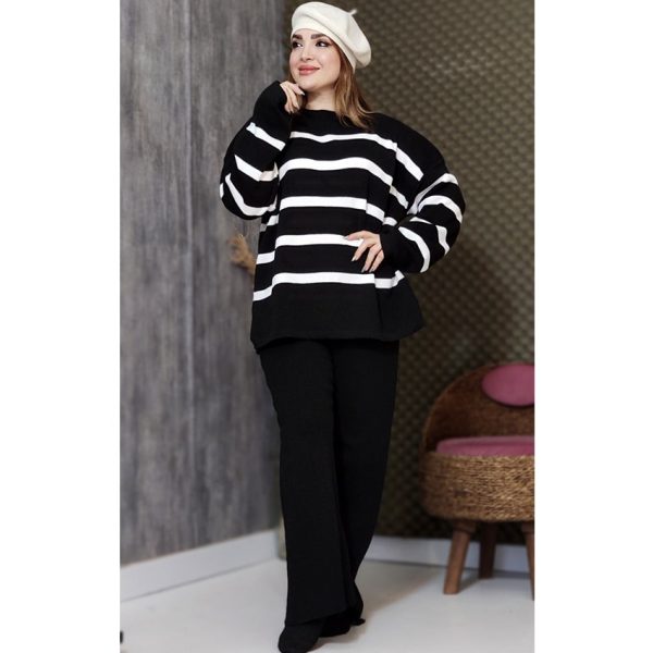 ست بلوز شلوار بافت راه راه - مانتو پاتریس رشت