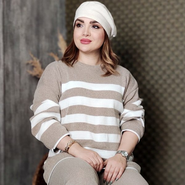 ست بلوز شلوار بافت راه راه - مانتو پاتریس رشت