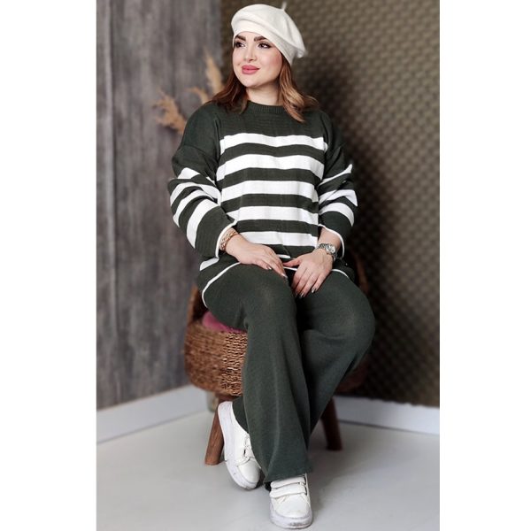 ست بلوز شلوار بافت راه راه - مانتو پاتریس رشت