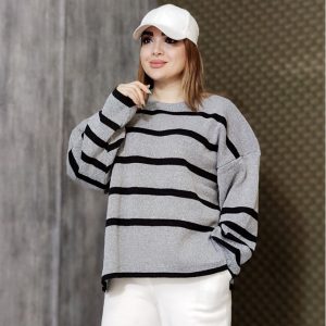 بلوز بافت راه راه بغل چاک