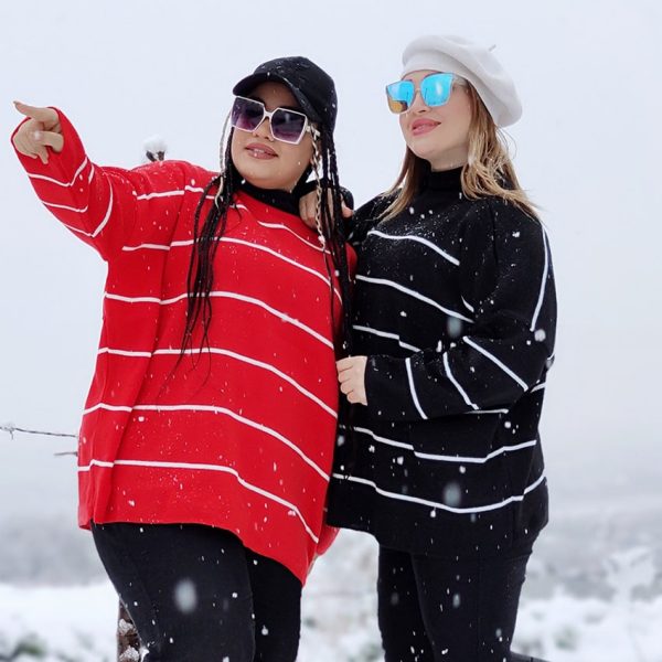 بلوز بافت پینترستی راه راه - مانتو پاتریس رشت