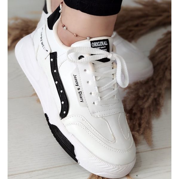 کتونی لژ دار سفید مشکی - مانتو پاتریس رشت