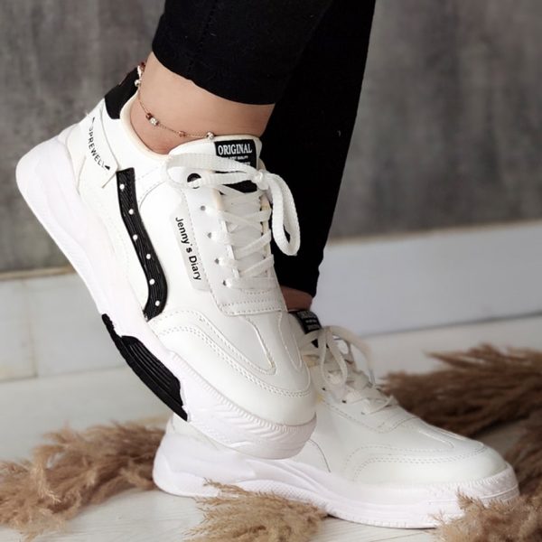 کتونی لژ دار سفید مشکی - مانتو پاتریس رشت