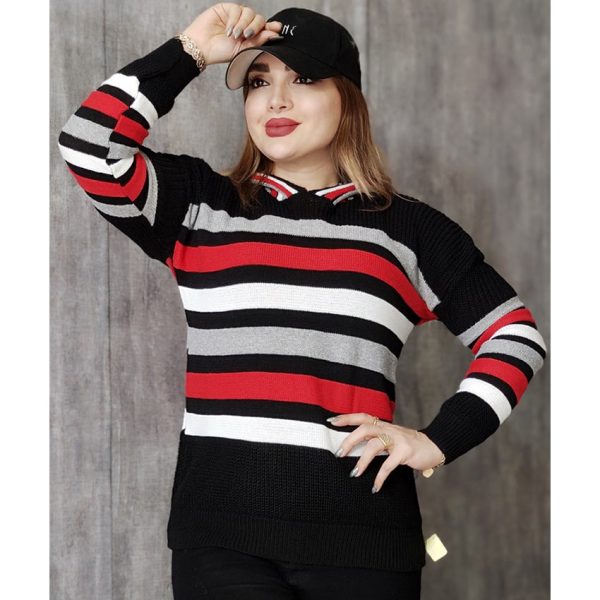 هودی بافت راه راه - مانتو پاتریس رشت