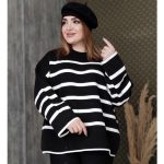 بلوز بافت قواره دار راه راه - مانتو پاتریس رشت