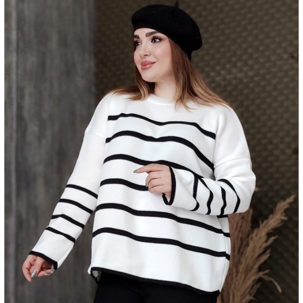 بلوز بافت قواره دار راه راه - مانتو پاتریس رشت