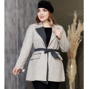 پالتو چهارخونه یقه فوتر - مانتو پاتریس رشت