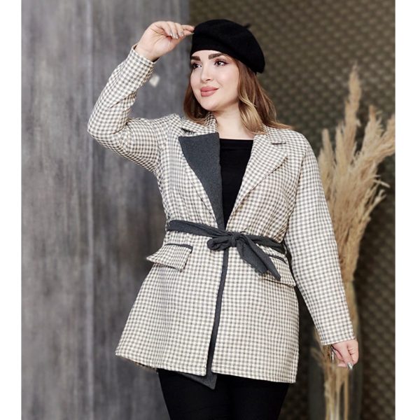 پالتو چهارخونه یقه فوتر - مانتو پاتریس رشت