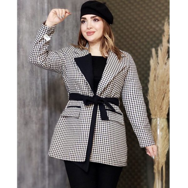 پالتو چهارخونه یقه فوتر - مانتو پاتریس رشت