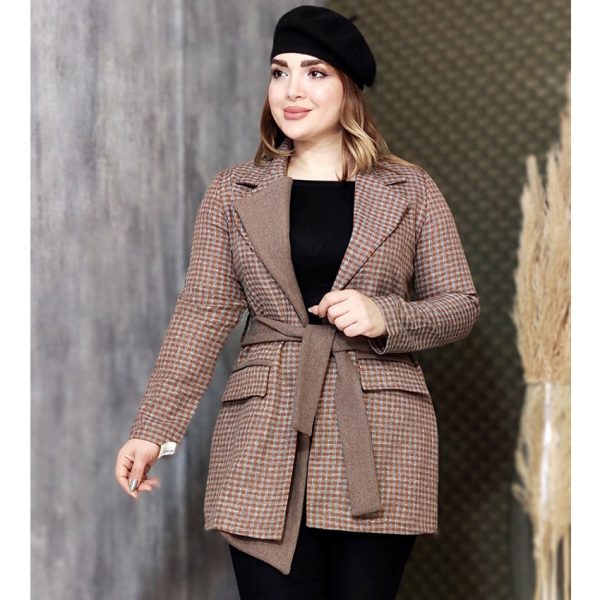 پالتو چهارخونه یقه فوتر - مانتو پاتریس رشت