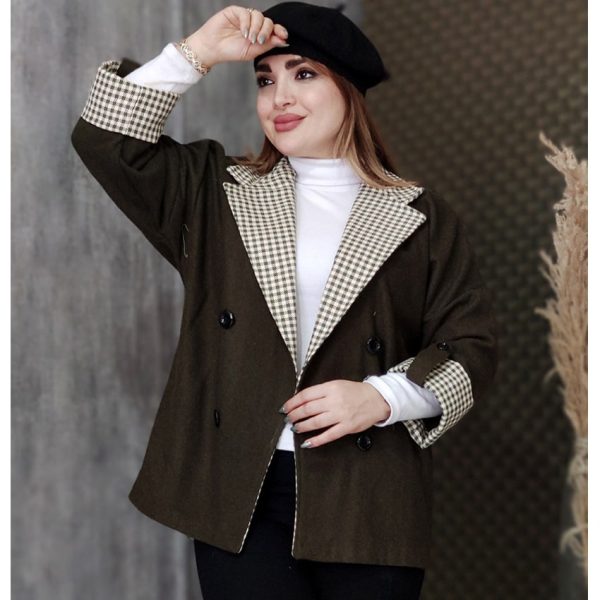 پالتو یقه چهارخونه فوتر -مانتو پاتریس رشت