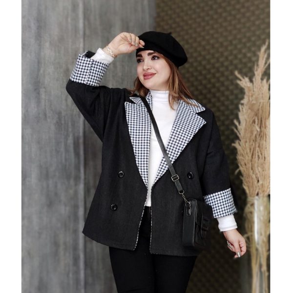 پالتو یقه چهارخونه فوتر -مانتو پاتریس رشت