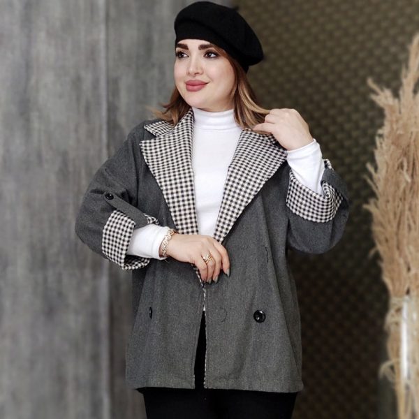 پالتو یقه چهارخونه فوتر -مانتو پاتریس رشت