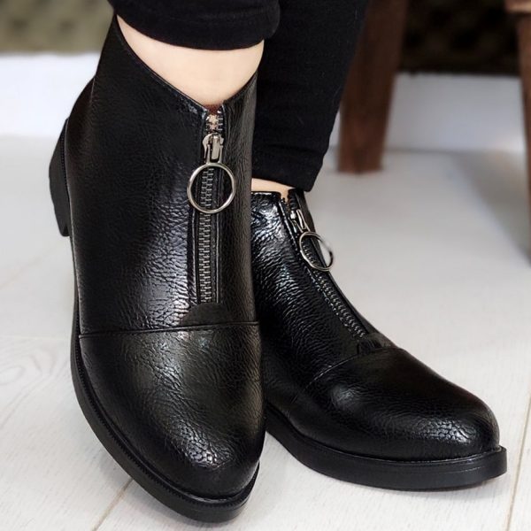 نیم بوت وسط زیپ سوگر مشکی - مانتو پاتریس رشت