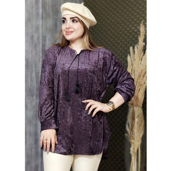 392001-5-min شومیز جلوبسته کریشه مخمل - مانتو پاتریس رشت