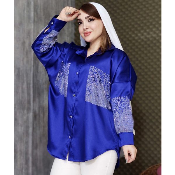 شومیز ساتن نگینی - مانتو پاتریس رشت