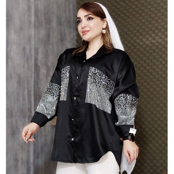 شومیز ساتن نگینی - مانتو پاتریس رشت