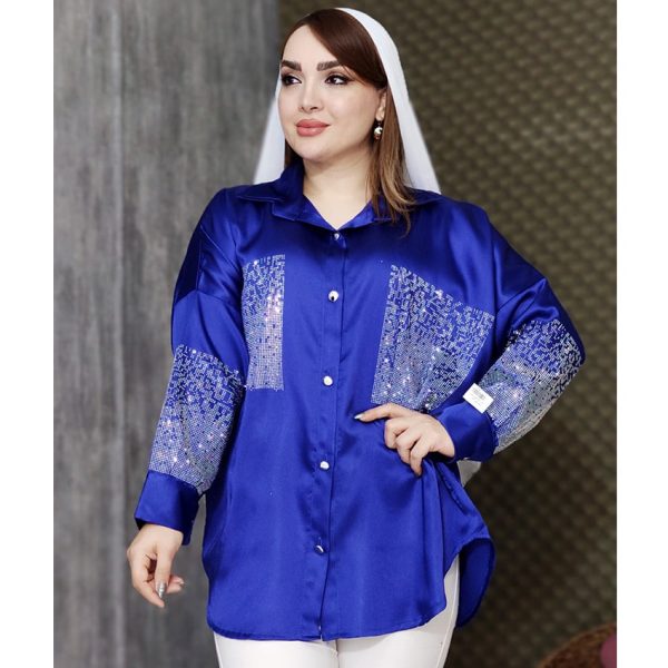 شومیز ساتن نگینی - مانتو پاتریس رشت