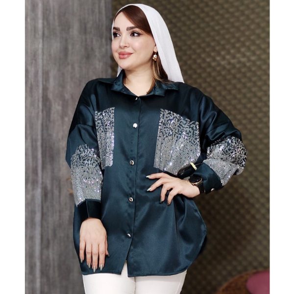 شومیز ساتن نگینی - مانتو پاتریس رشت