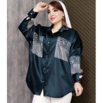 شومیز ساتن نگینی - مانتو پاتریس رشت