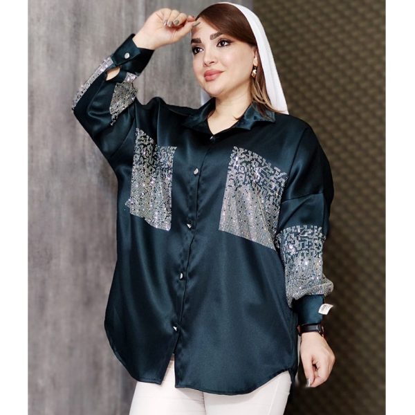 شومیز ساتن نگینی - مانتو پاتریس رشت