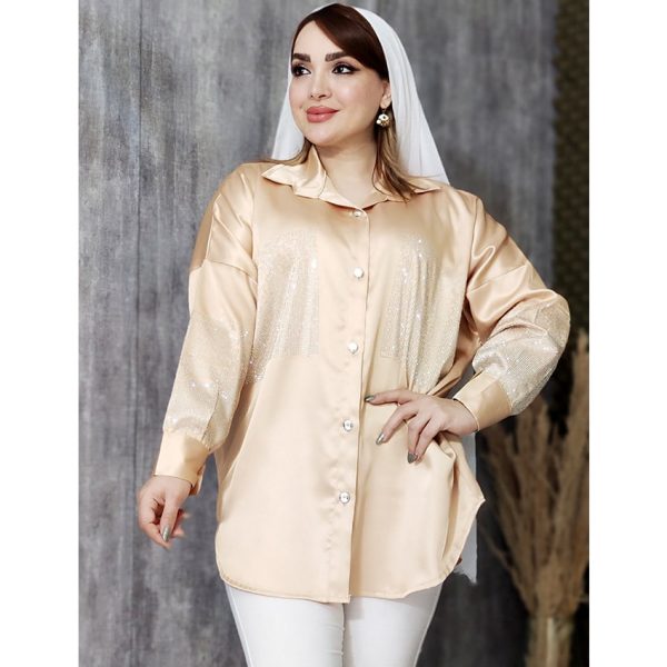 شومیز ساتن نگینی - مانتو پاتریس رشت