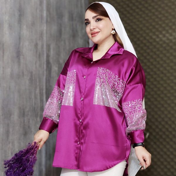 شومیز ساتن نگینی - مانتو پاتریس رشت