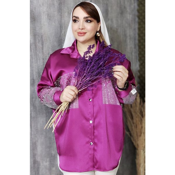 شومیز ساتن نگینی - مانتو پاتریس رشت