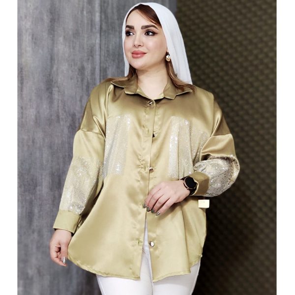 شومیز ساتن نگینی - مانتو پاتریس رشت