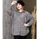 شکت چهارخونه فوتر دکمه چوبی - مانتو پاتریس رشت