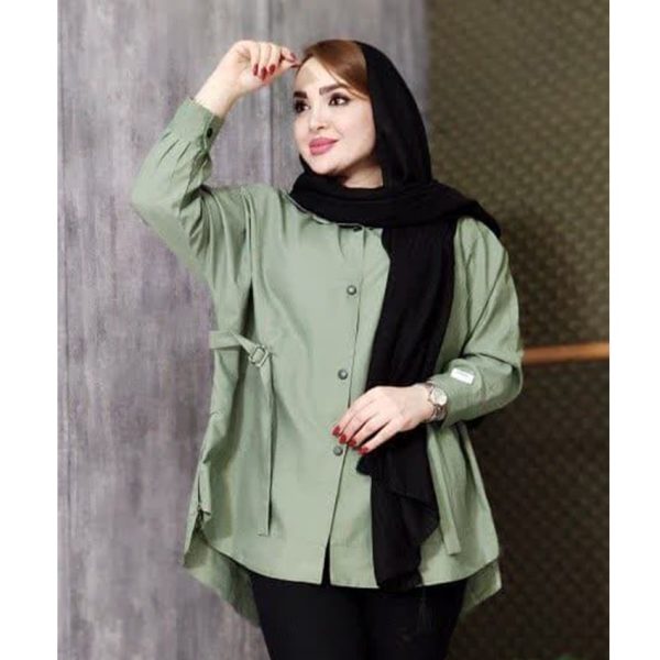 مانتو بغل زیپ دکمه دار 23000148 - Image 2