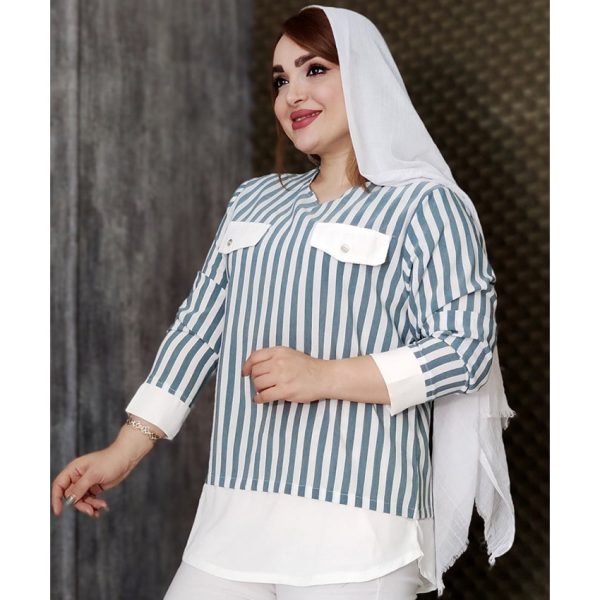 24900331-3-min شومیز راه راه جیب نما -مانتو پاتریس رشت