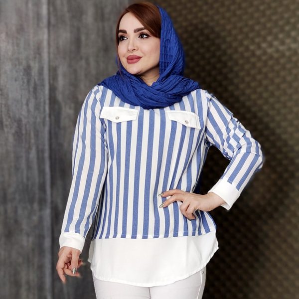 24900331-4-min شومیز راه راه جیب نما -مانتو پاتریس رشت