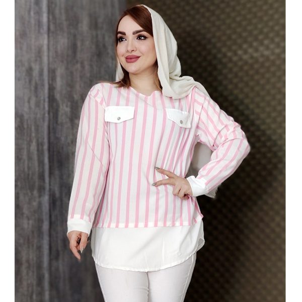 24900331-5-min شومیز راه راه جیب نما -مانتو پاتریس رشت