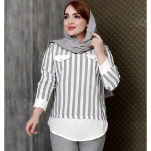شومیز راه راه جیب نما -مانتو پاتریس رشت