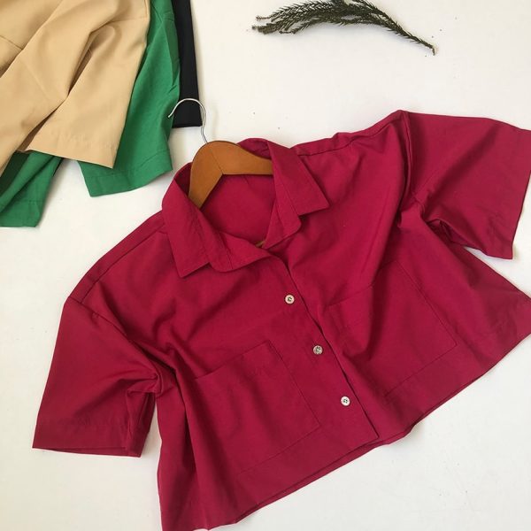 تیشرت داکرون کراپ رنگی - مانتو پاتریس رشت