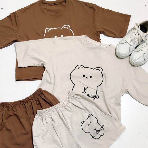 ست تیشرت شورتک هلو فرند -