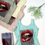 تاپ حلقه ای سنگشور چاپ لب - مانتو پاتریس رشت