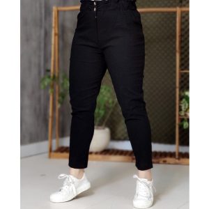شلوار مام فیت زیپدار مشکی