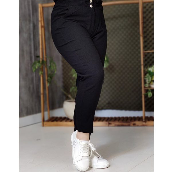 شلوار مام فیت زیپدار مشکی - مانتو پاتریس رشت