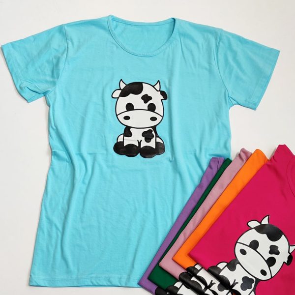 تیشرت قواره دار چاپ گاو - مانتو پاتریس رشت