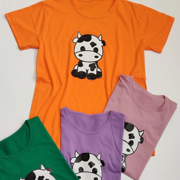 تیشرت قواره دار چاپ گاو - مانتو پاتریس رشت