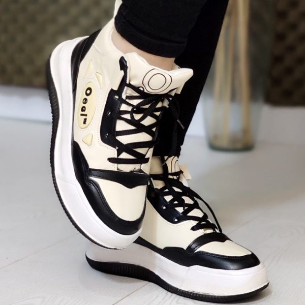 کتونی ساقدار کرم مشکی - مانتو پاتریس رشت