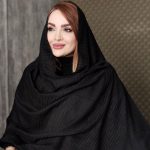 شال نخی حاشیه مخملی مشکی